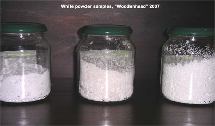 white powder retrieved from Woodenhead formations